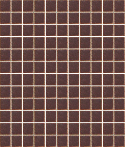 A sheet of square porcelain tiles with a glazed brown finish, arranged in a mosaic pattern.