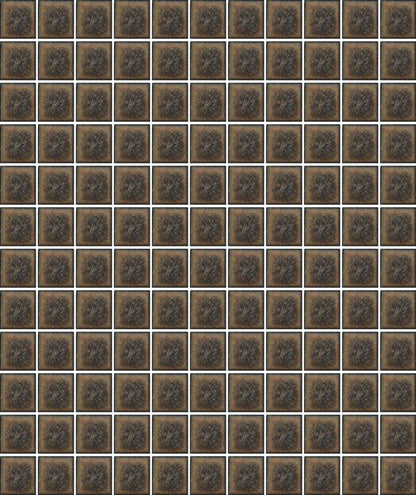 A sheet of square porcelain tiles with a ceramic finish, arranged in a mosaic pattern.