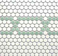White & Mint Penny Tile Mosaic Pattern - Linked
