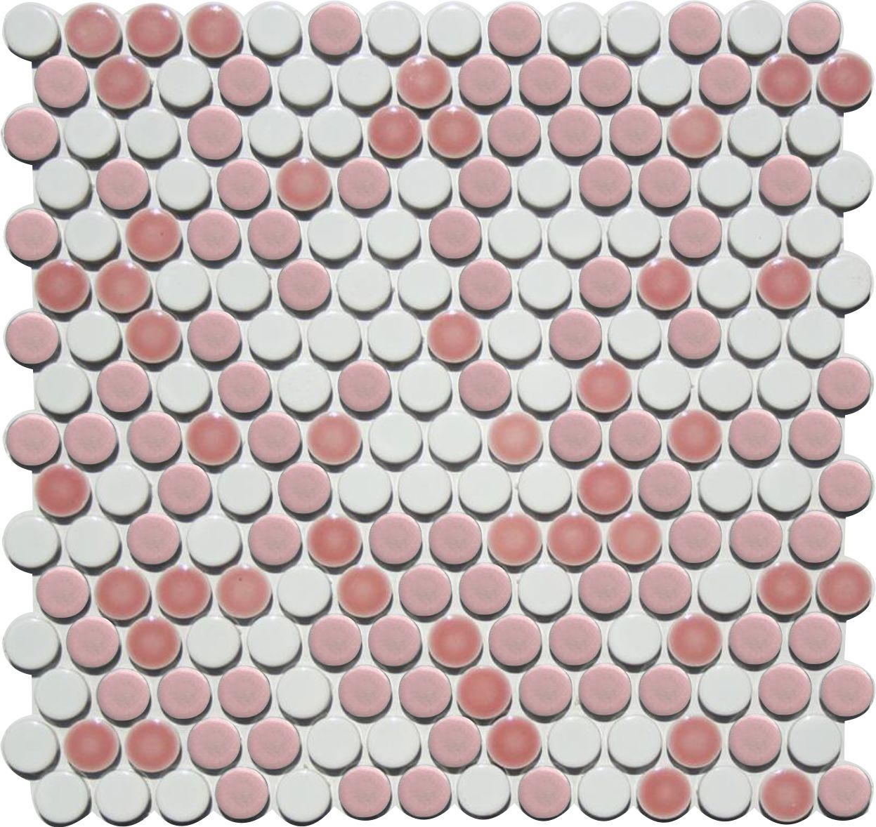Glazed Porcelain Penny Round Tile Blends Pink Cadillac