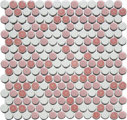 Glazed Porcelain Penny Round Tile Blends Pink Cadillac