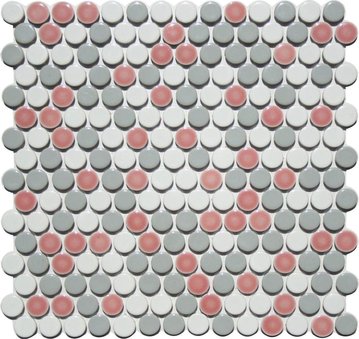 Glazed Porcelain Penny Round Tile Blends Pink Houses