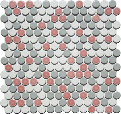 Glazed Porcelain Penny Round Tile Blends Pink Houses