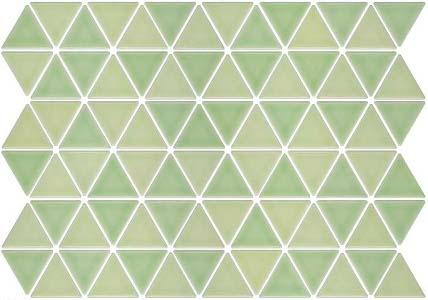 Detail of glazed triangular tile Stride design showing texture